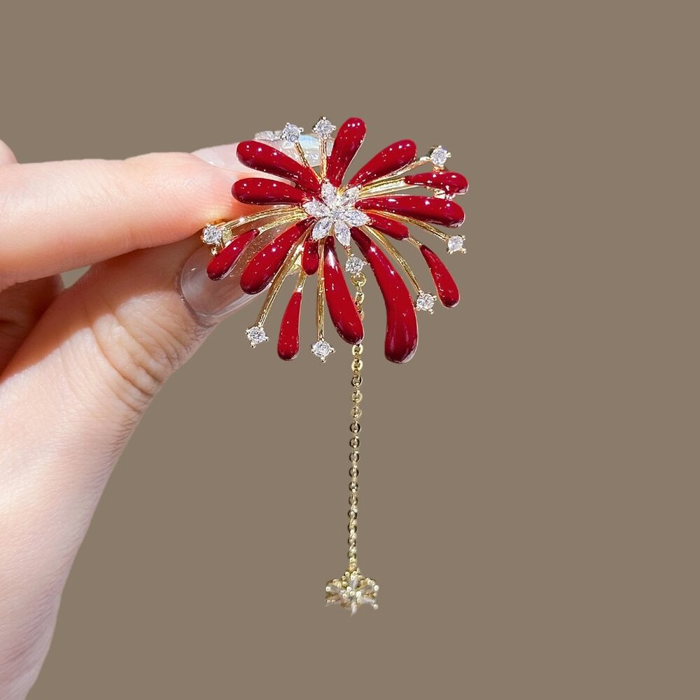 Vintage Gold Tassel Flower Brooch Elegant - Picture 4 of 6